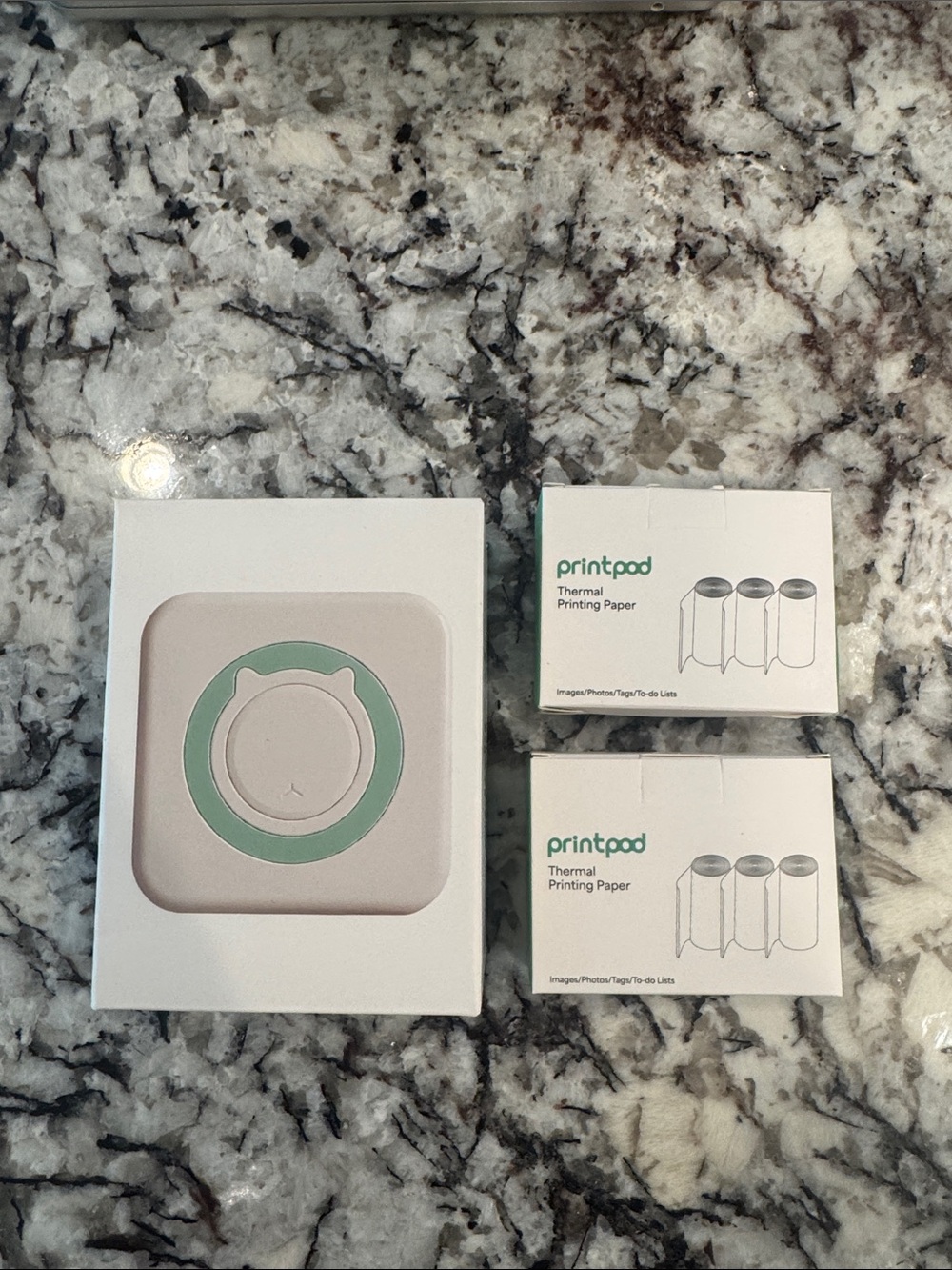 NEW. Printpod Mini Pocket Thermal Printer - Mint/White